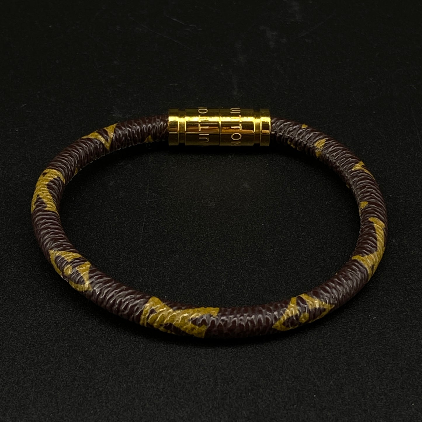 LV Monogram Canvas Gold Hardware Bangle Bracelet