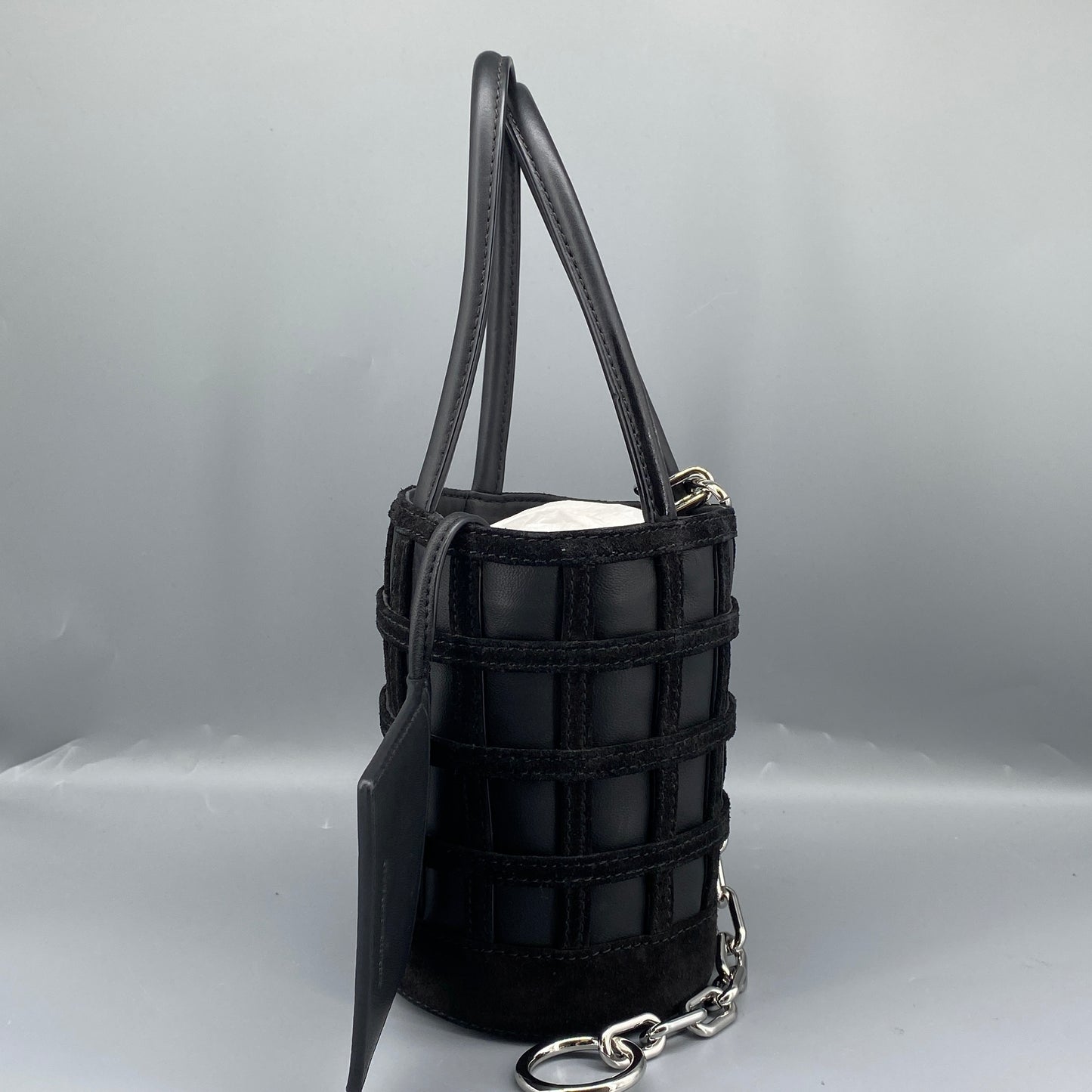 Alexander Wang Black Grid Mini Bucket Bag