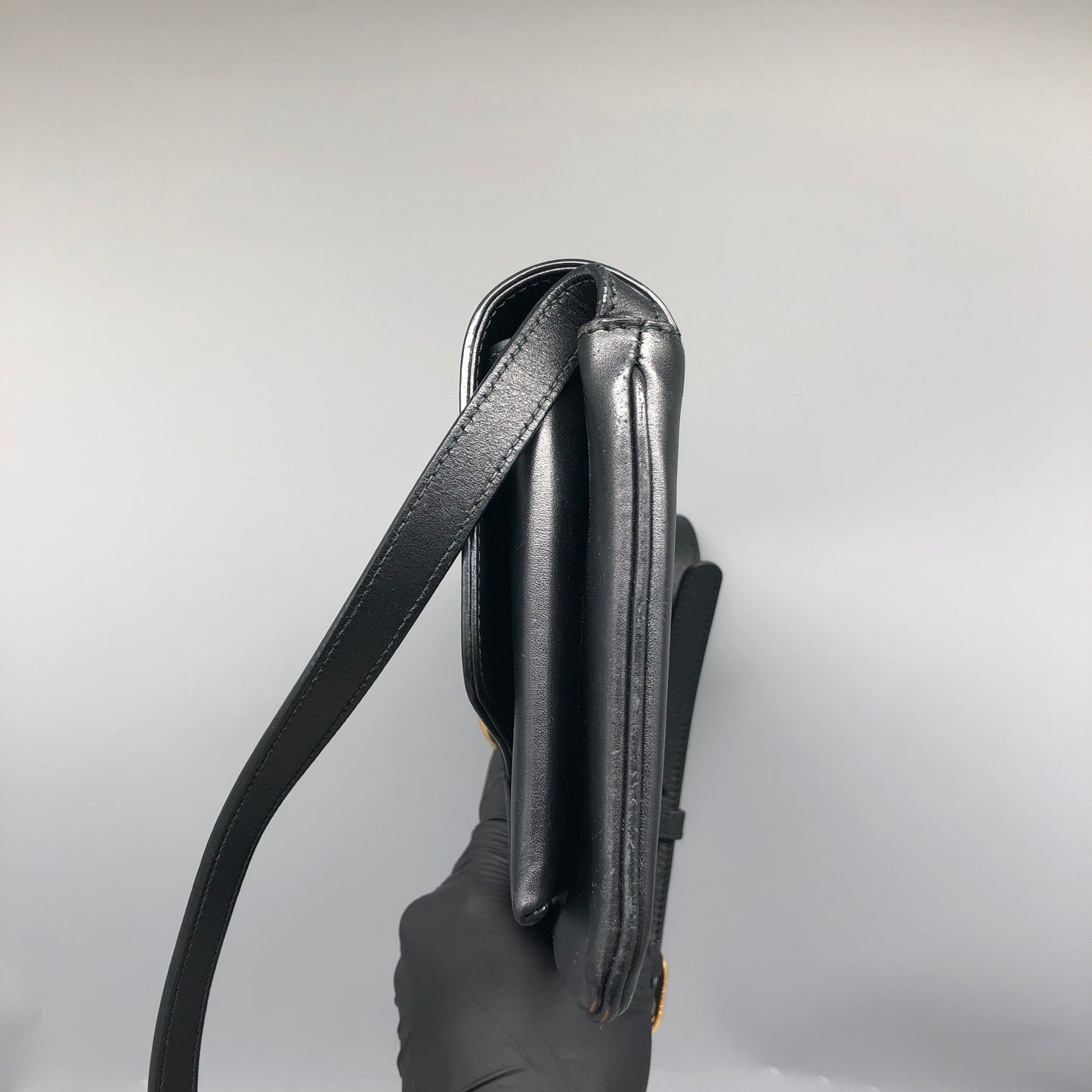 Gucci Interlocking G Leather Shoulder Bag 24*14cm Black
