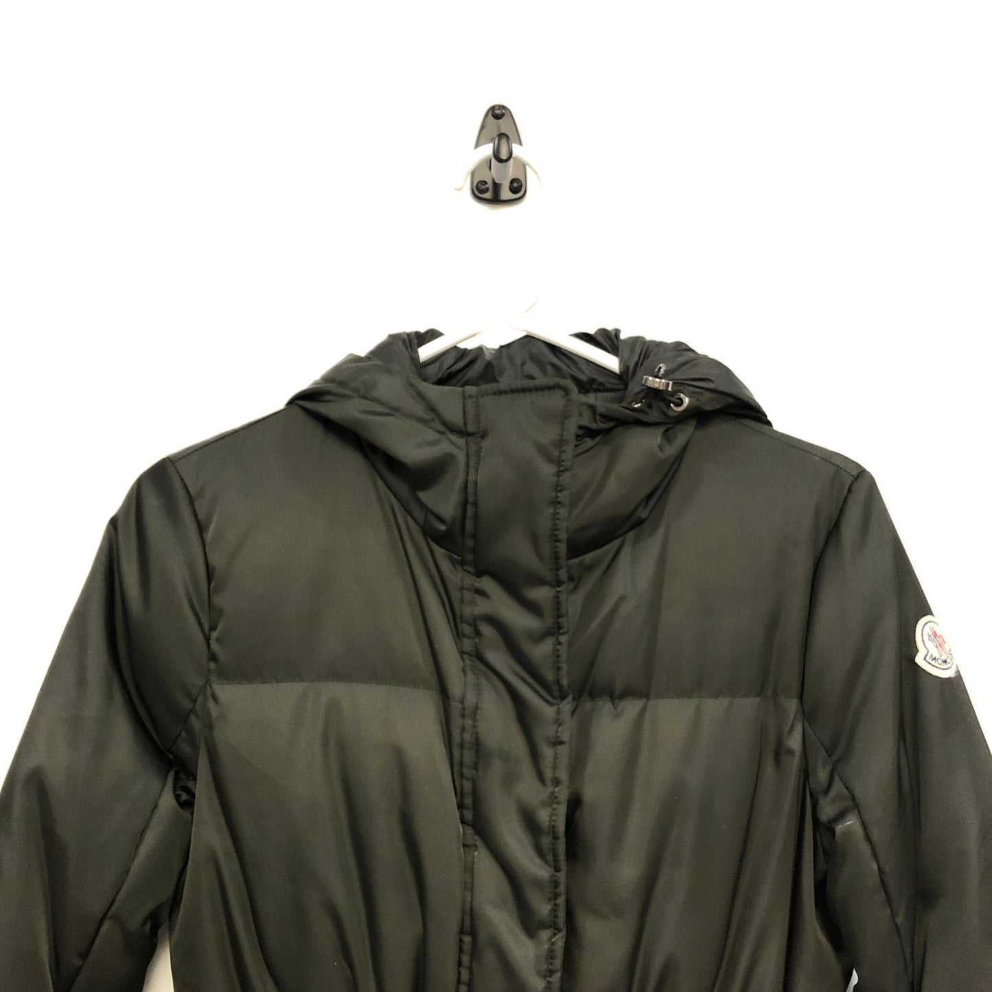 Moncler Dark Green Drawstring Waist Hooded Down Jacket Szie 00