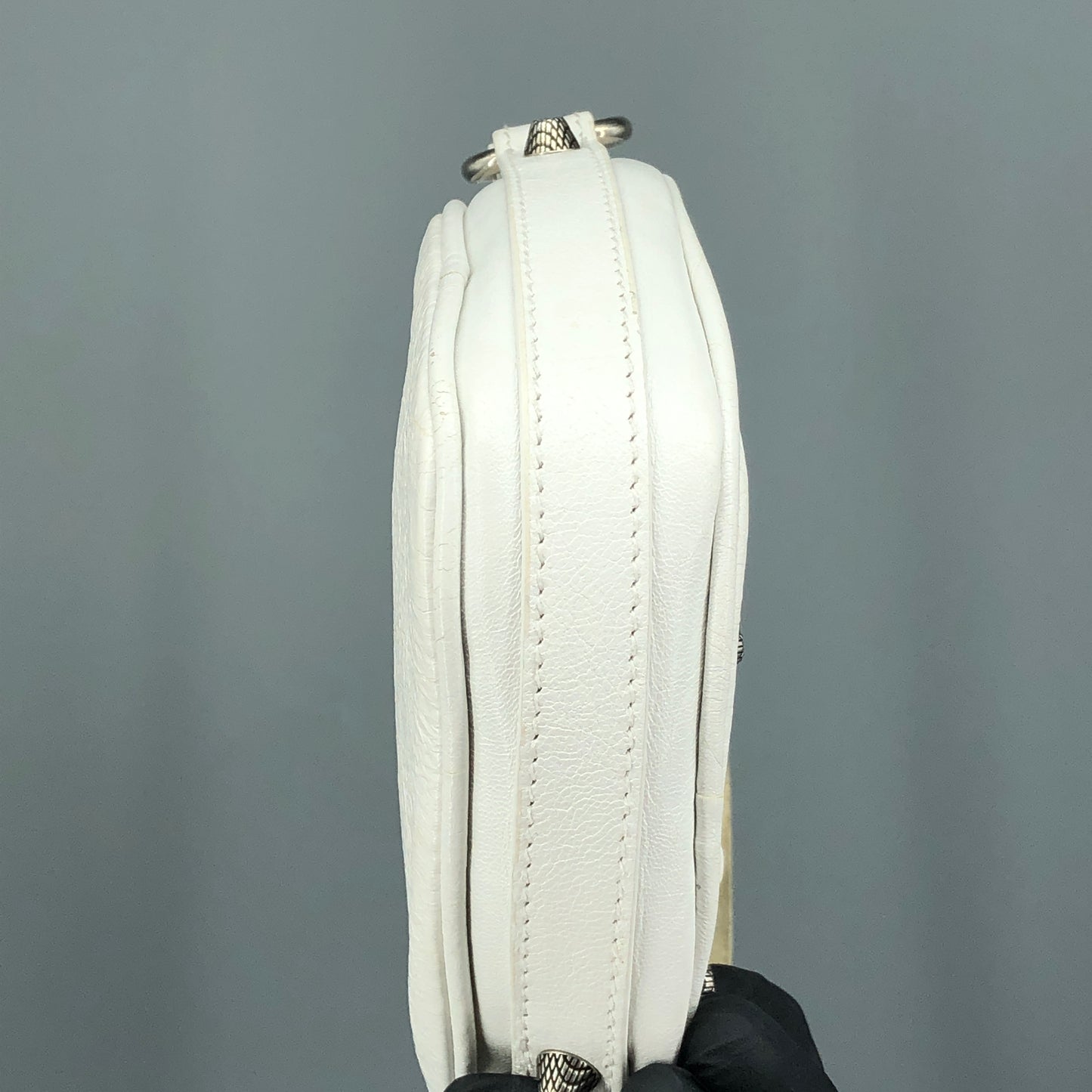 Balenciaga White Heart‑Shape Chain Crossbody Bag