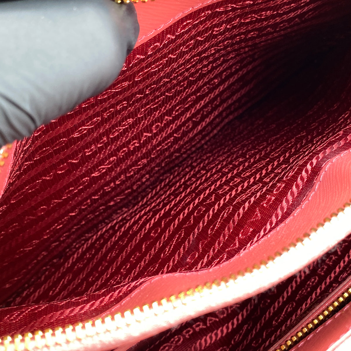 Prada Saffiano Vernice Small Galleria Double Zip Tote Arancio