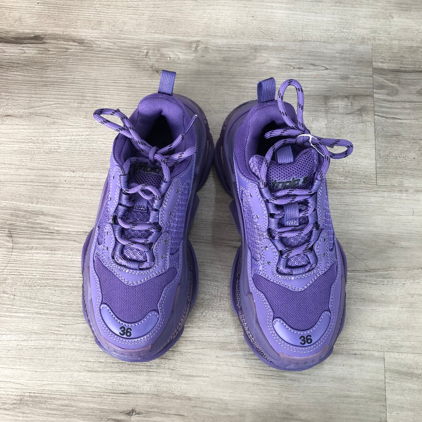 Balenciaga Women's Triple S Leather-Free Mesh Chunky Sneakers Size 36 Dark Purple