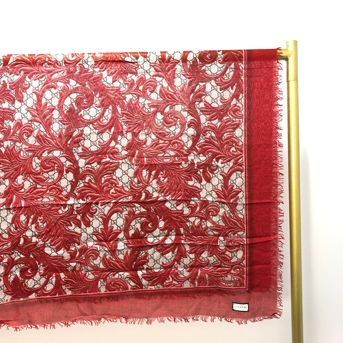 Gucci Red & Tan Floral Print Large Shawl Scarf 140*140cm