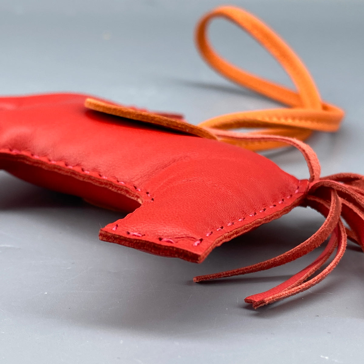 Hermes Rodeo Large Horse Bag Charm Red & Orange Leather
