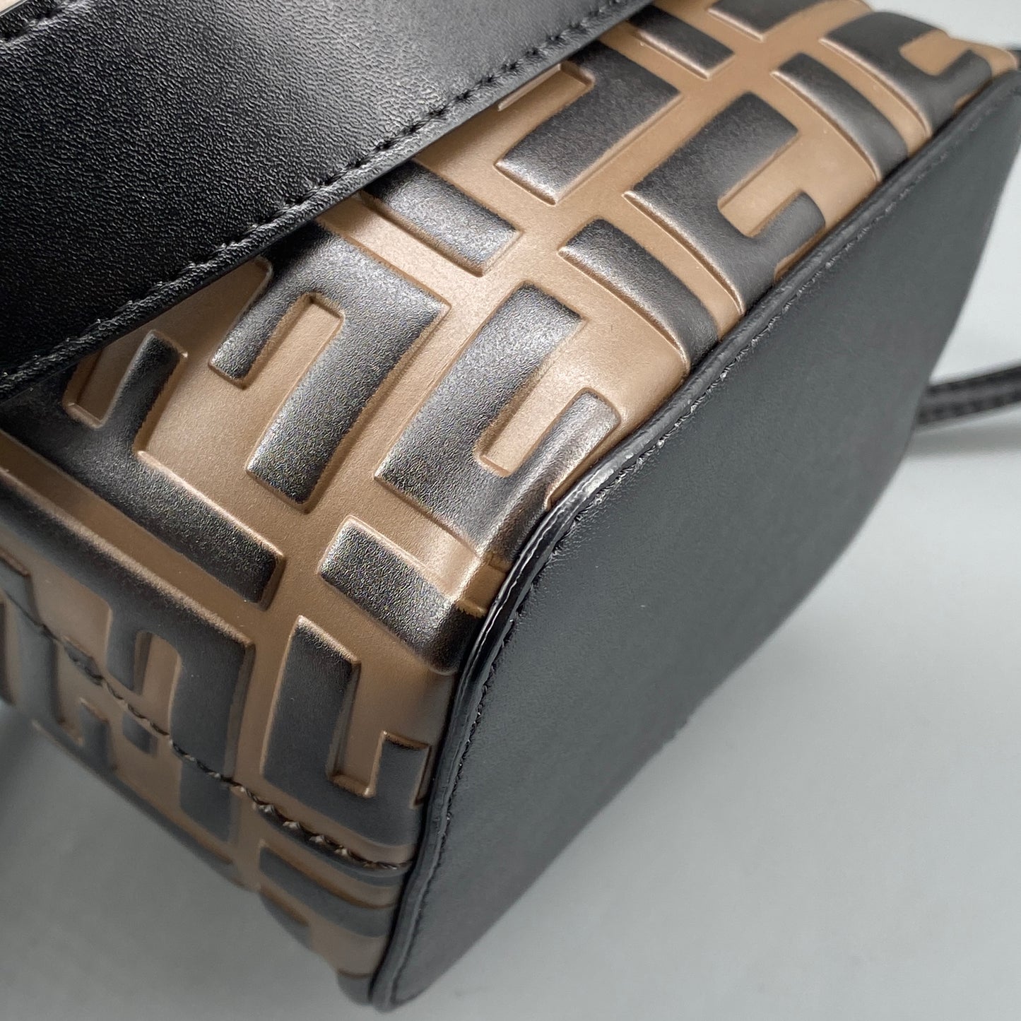 Fendi Brown FF Print Mini Drawstring Bucket Bag