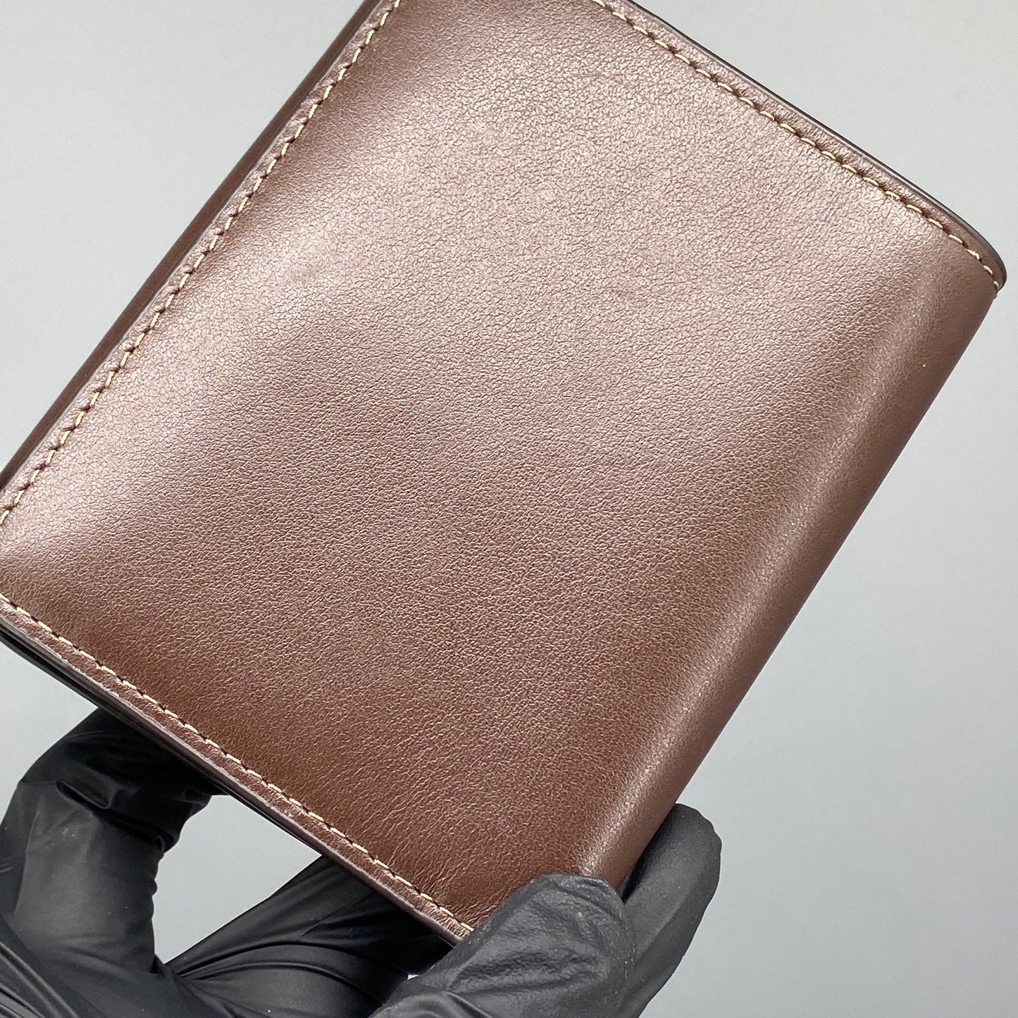 Coach Deep Brown Smooth Leather Flip Card Wallet