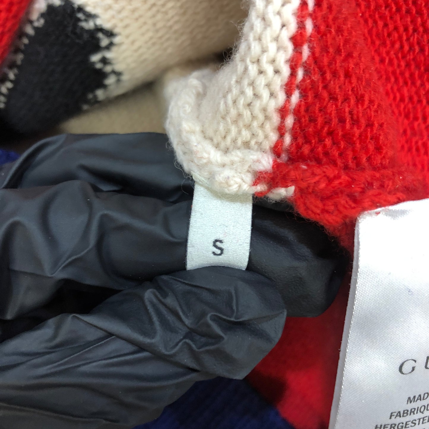 Gucci Red Blue Beige Striped Black Panther Crewneck Knit Sweater Size S