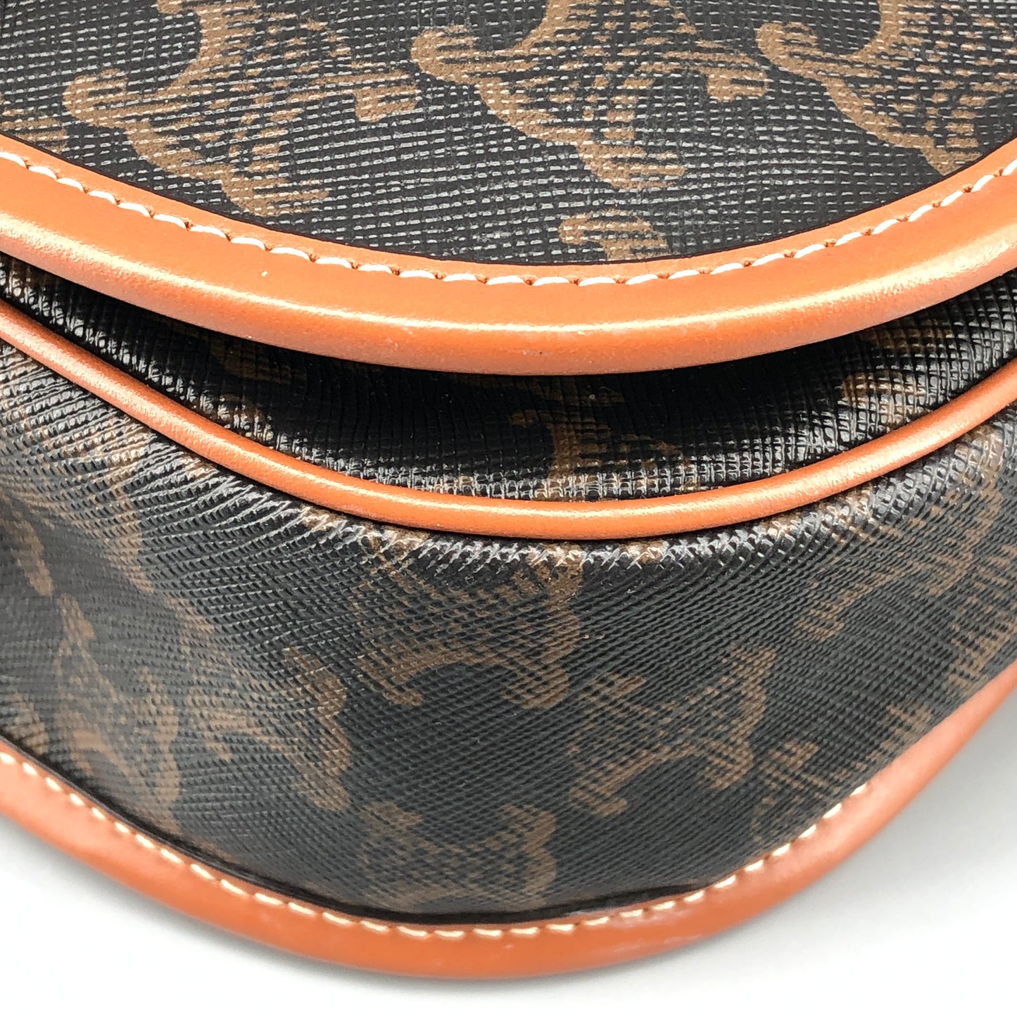 Celine Triomphe Canvas Medium Folco Crossbody Bag Dark Brown