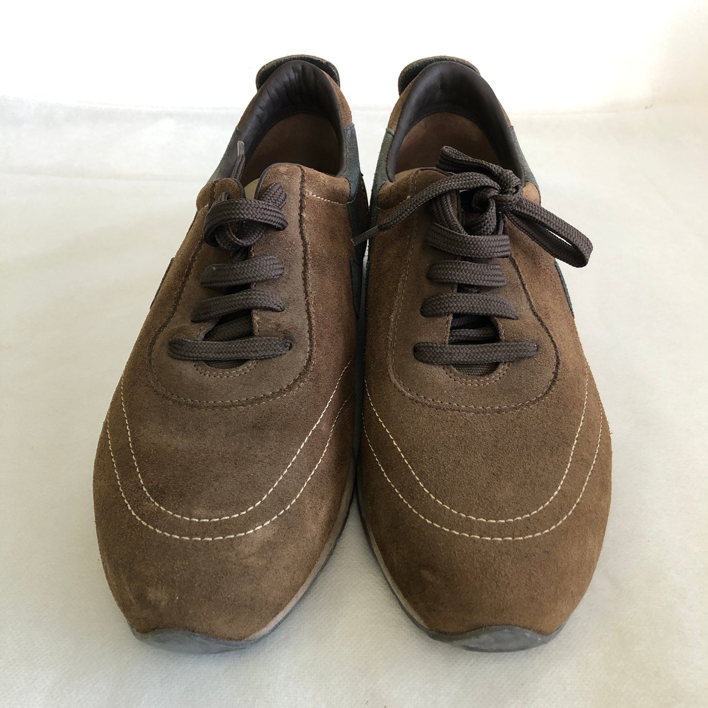 Ferragamo Brown Suede Men's Lace-up Casual Shoes US Size 8.5
