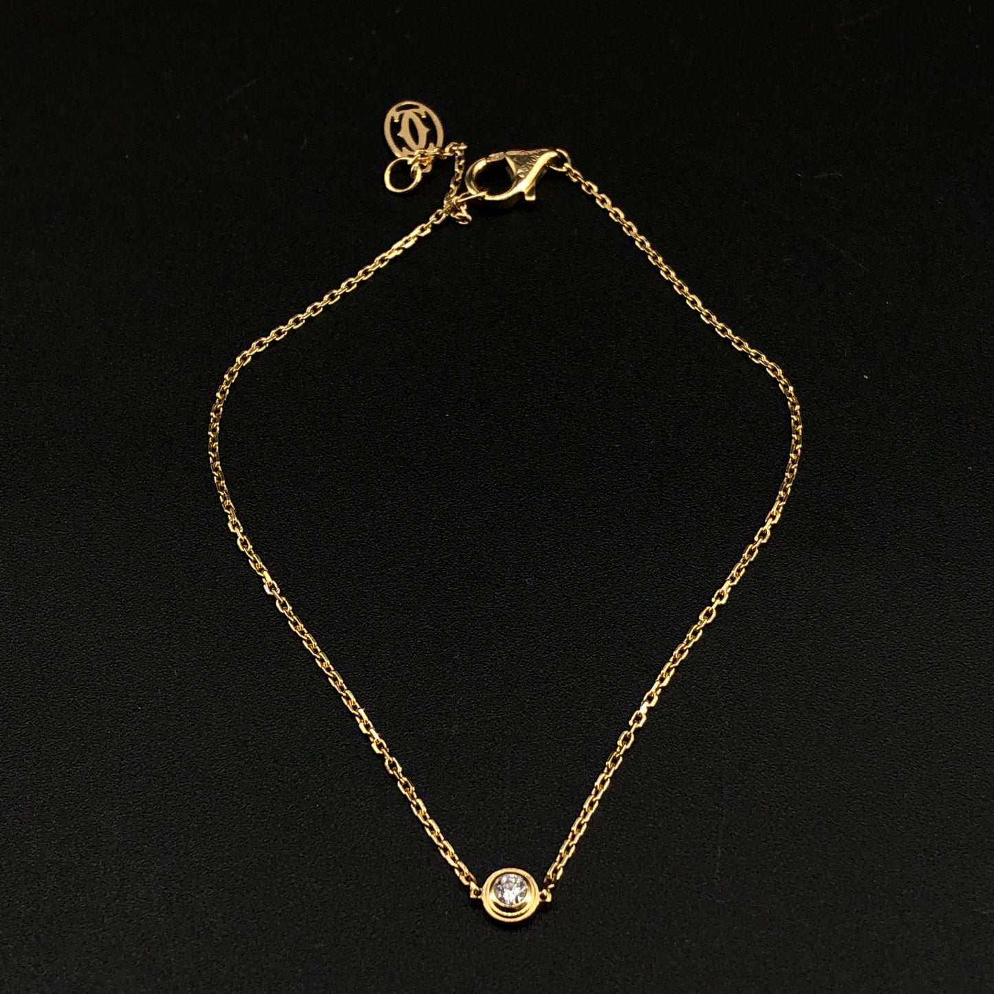 Cartier 750 Yellow Gold Single Diamond Chain Bracelet