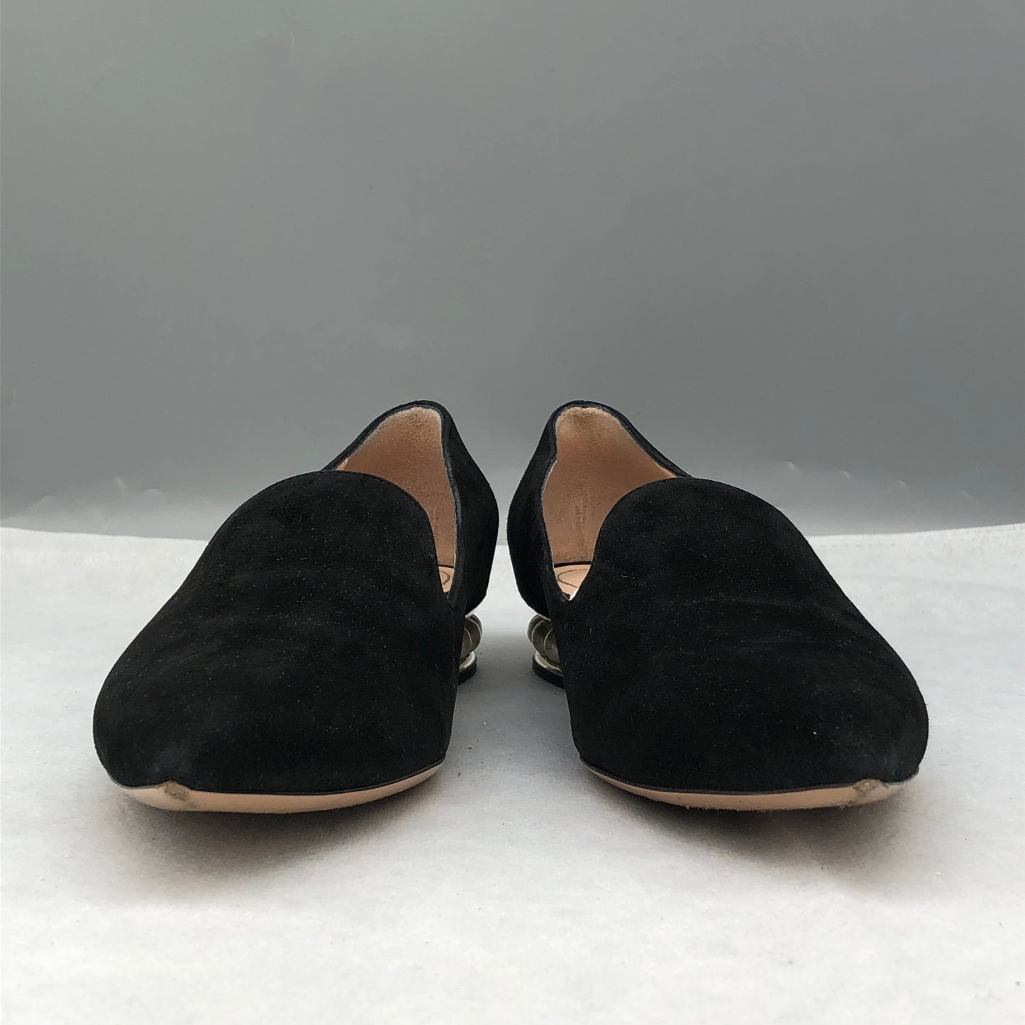 Nicholas Kirkwood Black Suede Pearl Heel Loafers Women's Shoes Size 37.5