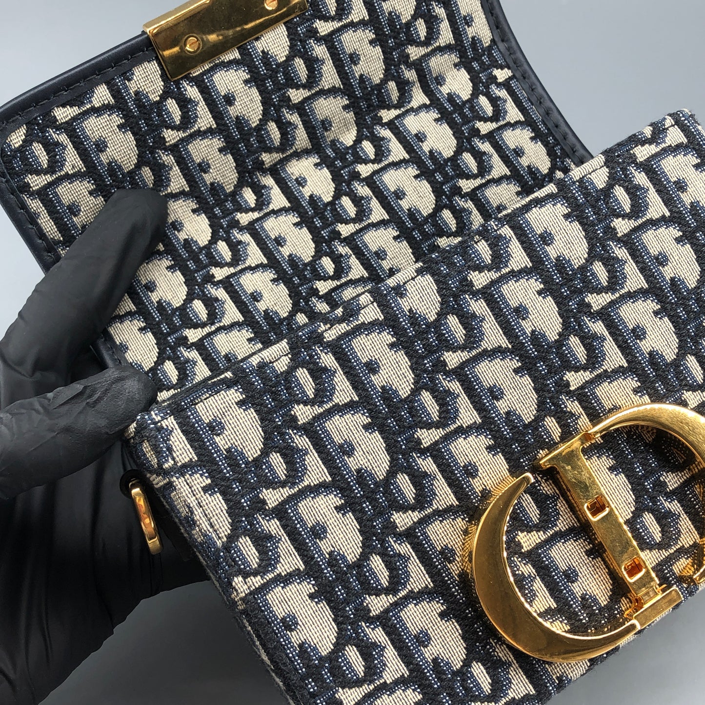 Christian Dior Mini 30 Montaigne Box Bag Grey/navy/black