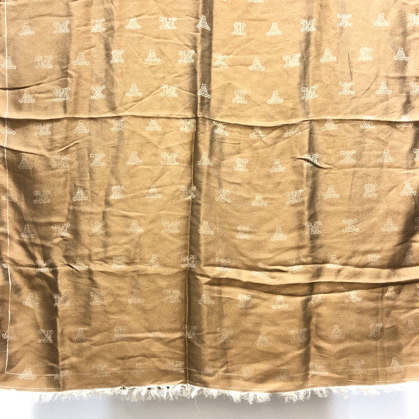 Max Mara Brown Monogram Large Shawl Scarf 192×74cm