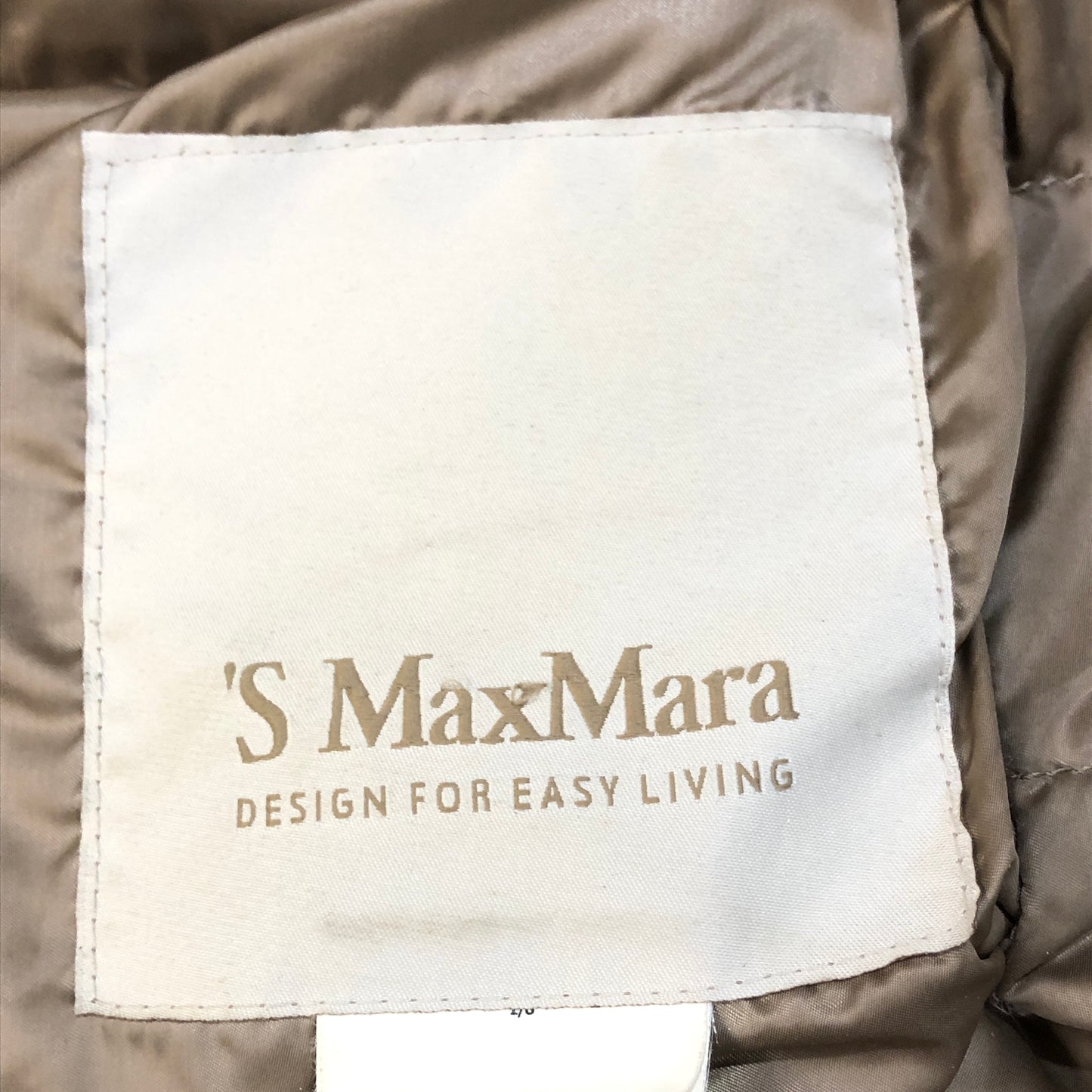 ‘S Max Mara Beige Lightweight Hooded Belted Down Mid-Length Coat Size 2