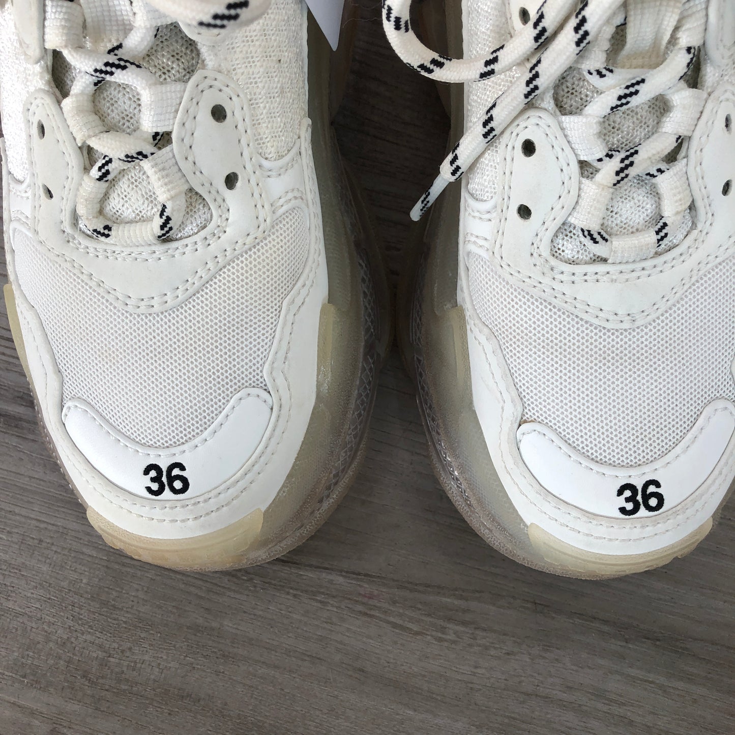 Balenciaga Women's Triple S Mesh & Leather Chunky Sneakers Size 36 Off White