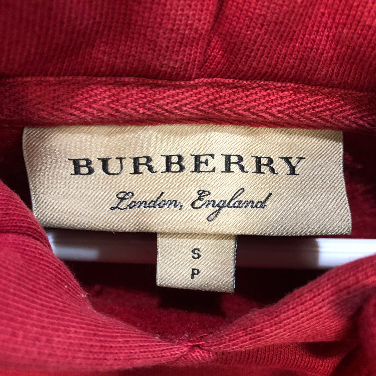 Burberry Burgundy Logo Print Hoodie Size S