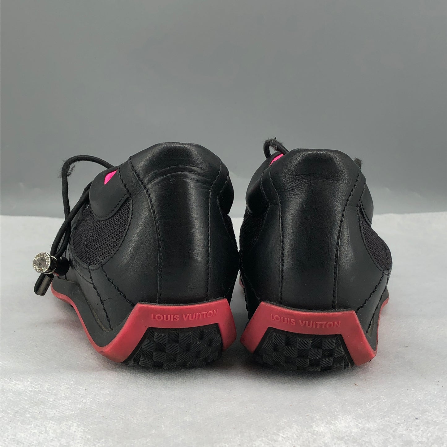 Louis Vuitton Black Mesh & Pink Lining Low Top Casual Sneakers 35