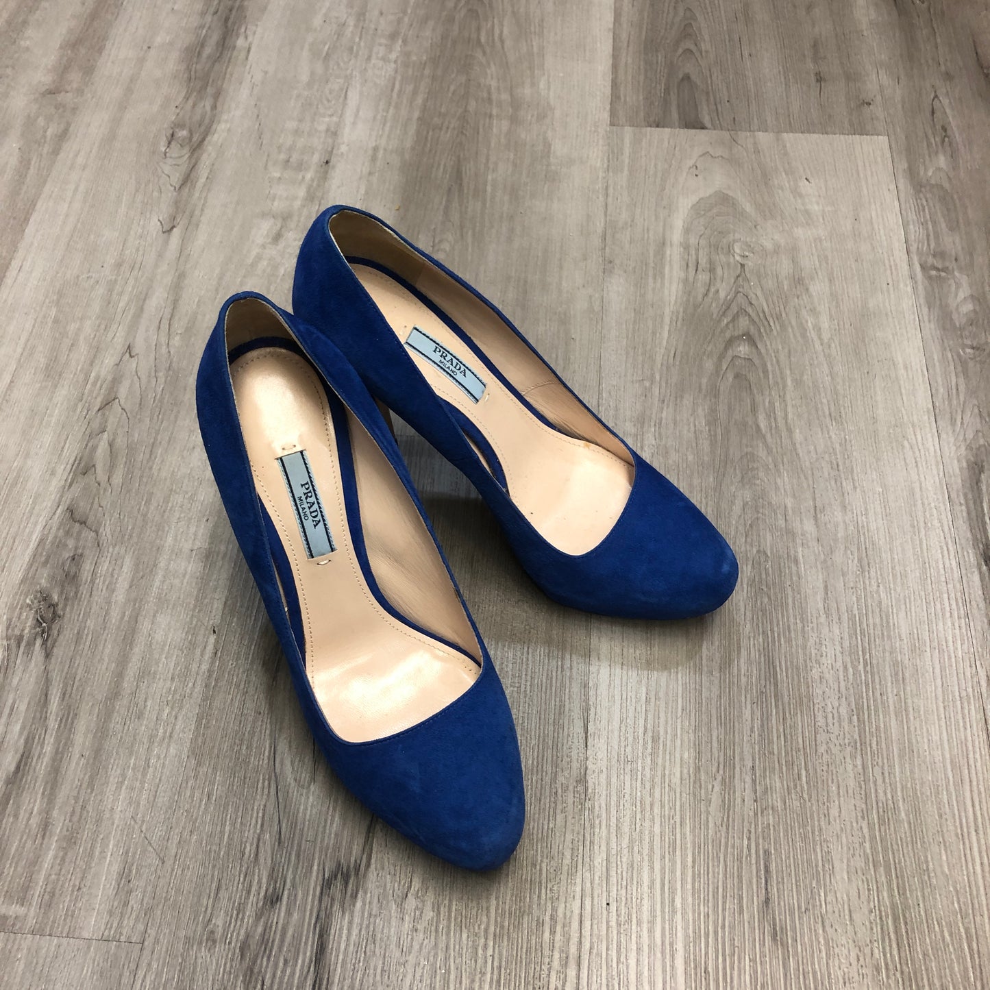 Prada Blue Suede Round Toe Pumps 39