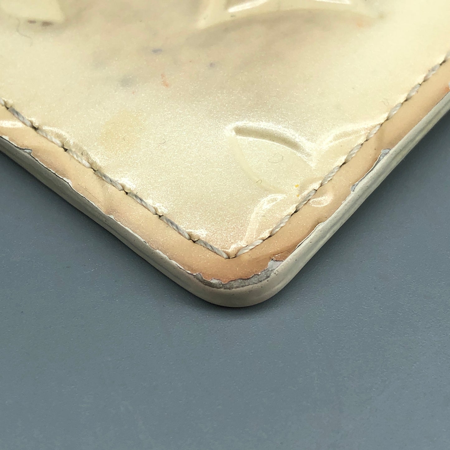 Louis Vuitton Monogram Vernis Patent Leather Zip Card Coin Pouch Cream