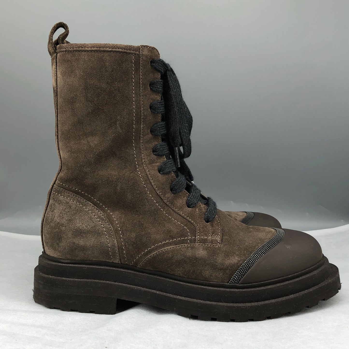 Brunello Cucinelli Suede Combat Boots 36.5 Brown
