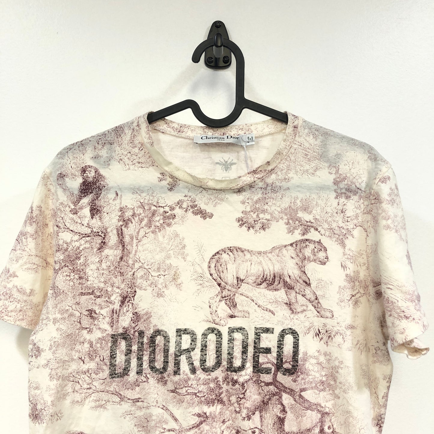 Dior White & Burgundy Printed Short Sleeve T-shirt Size S