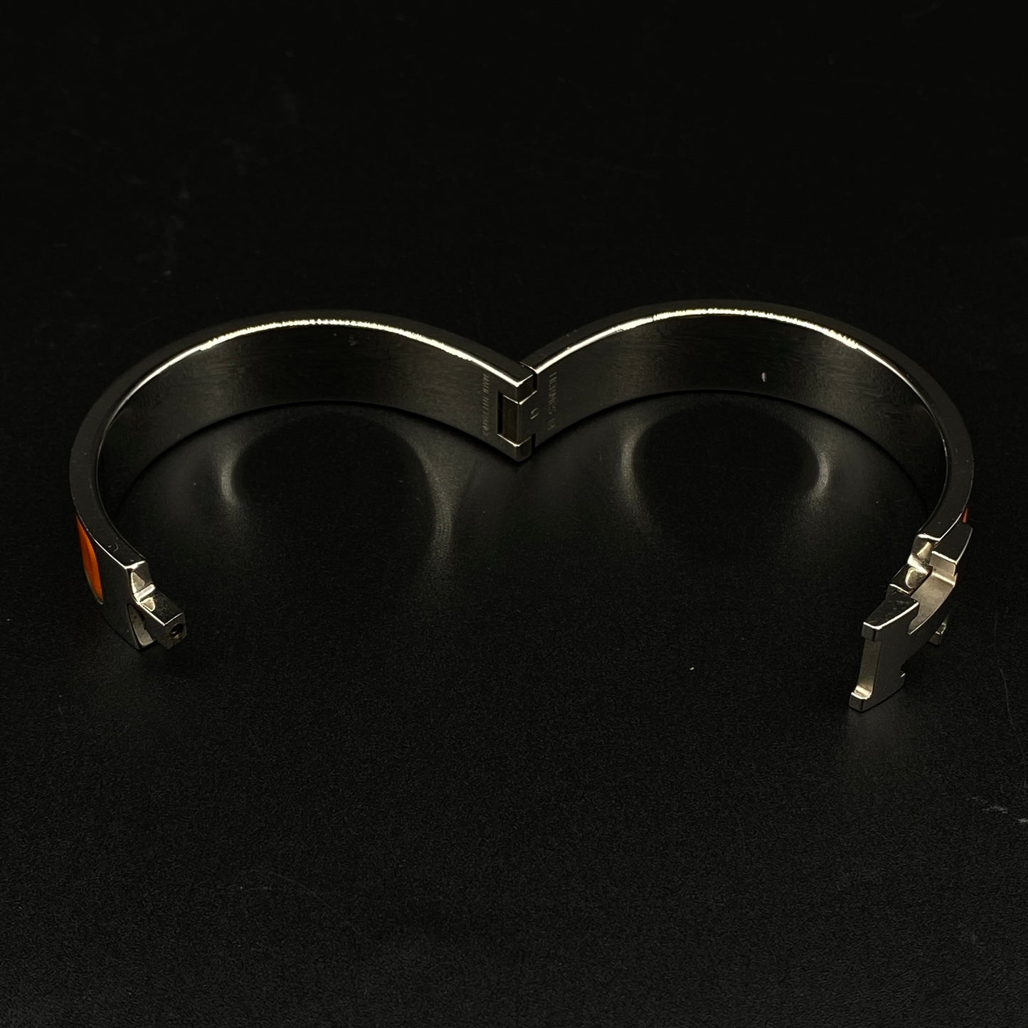 Hermes Orange Enamel H Buckle Bangle Bracelet