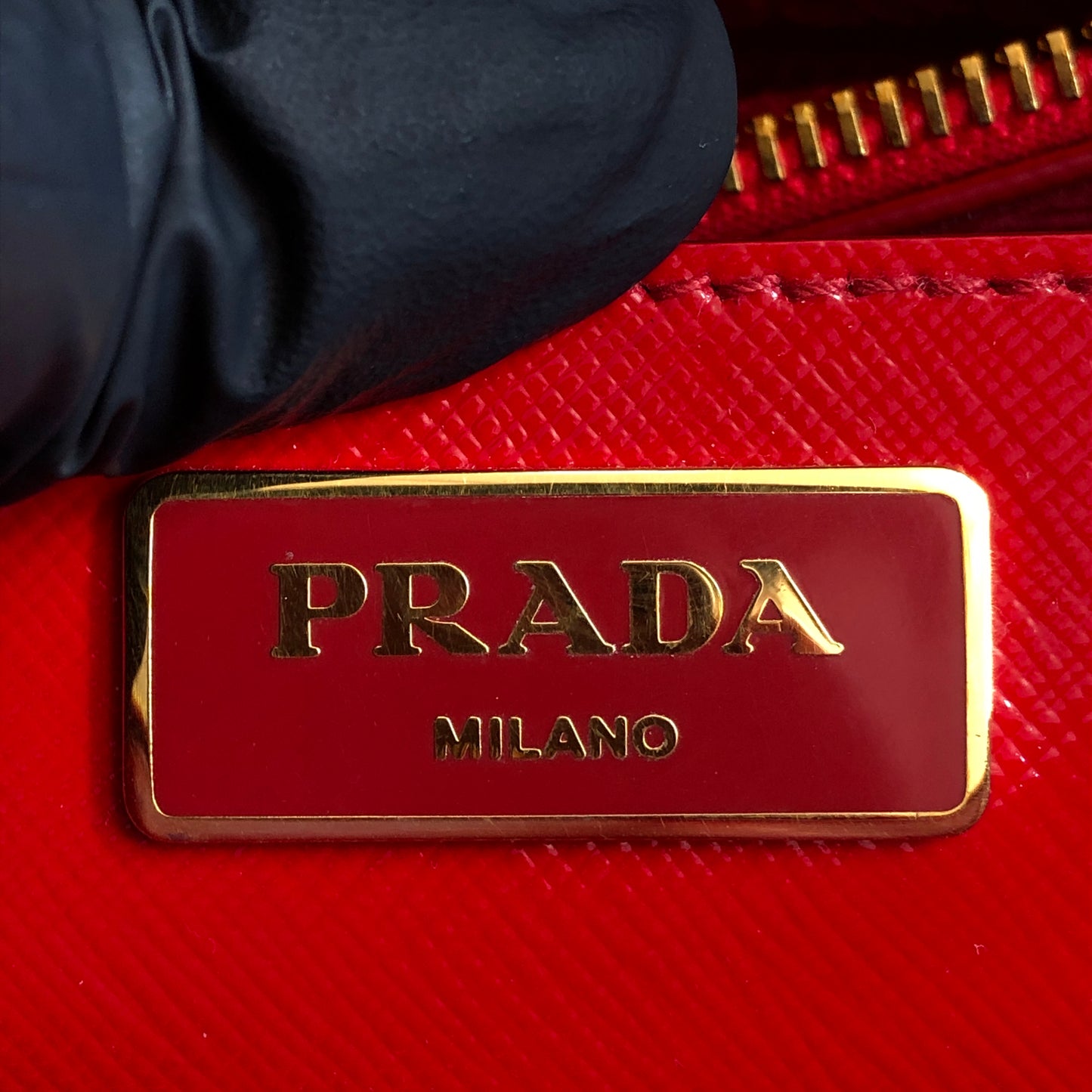 Prada Vernice Saffiano Promenade Dome Satchel Bag Red