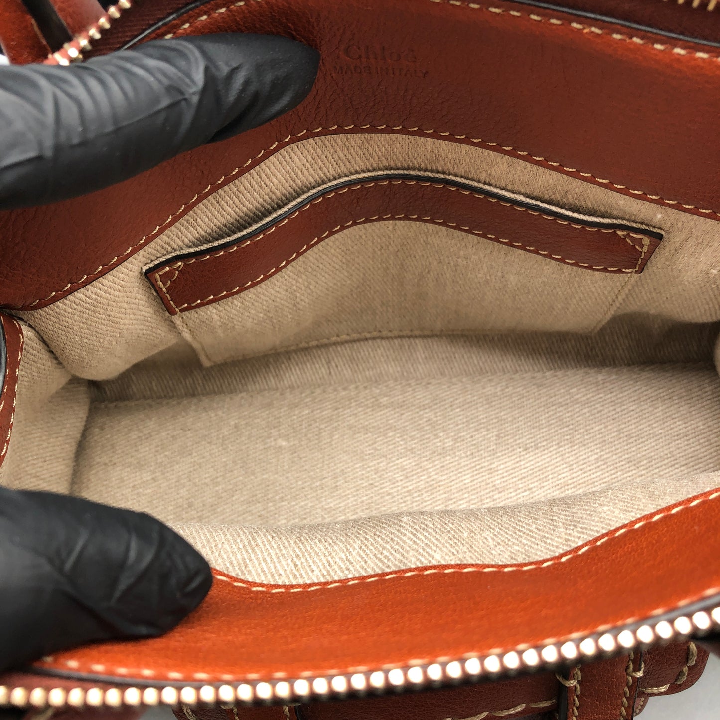 Chloe Orange Brown Leather Satchel Bag