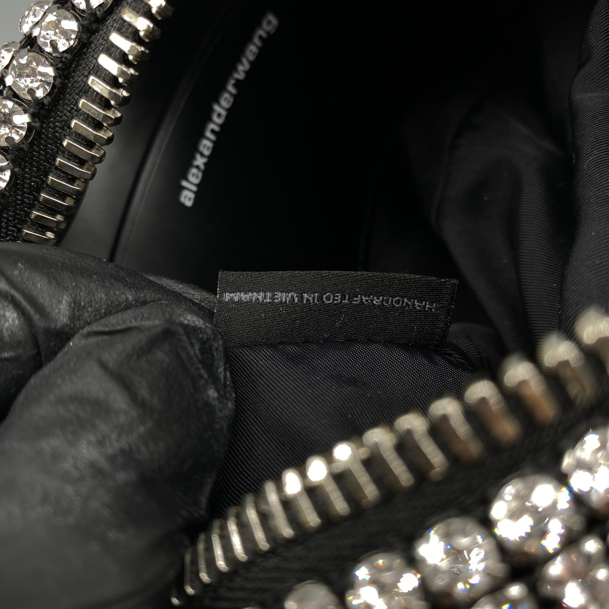 Alexander Wang Mesh Crystal Rhinestone Mini Heiress Pouch Black Silver