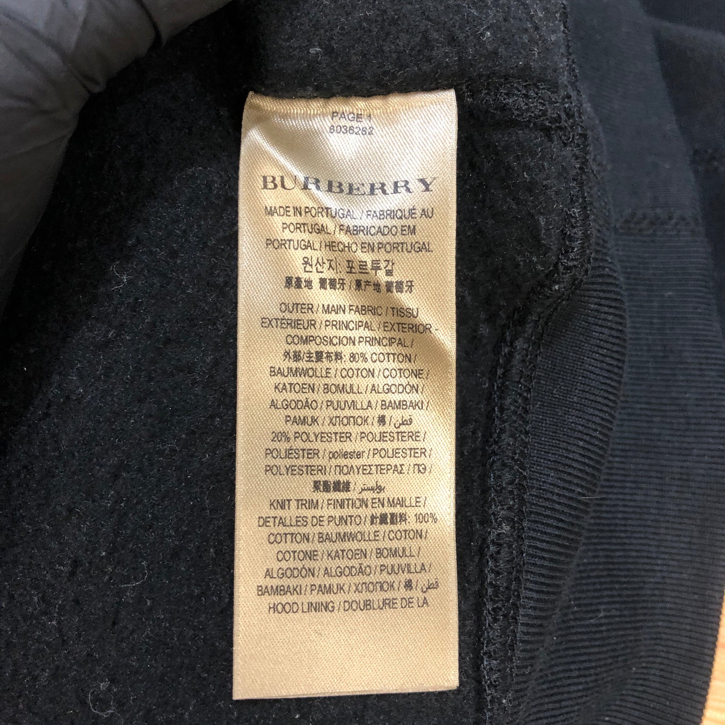 Burberry Embroidered Logo Hoodie Size L Black