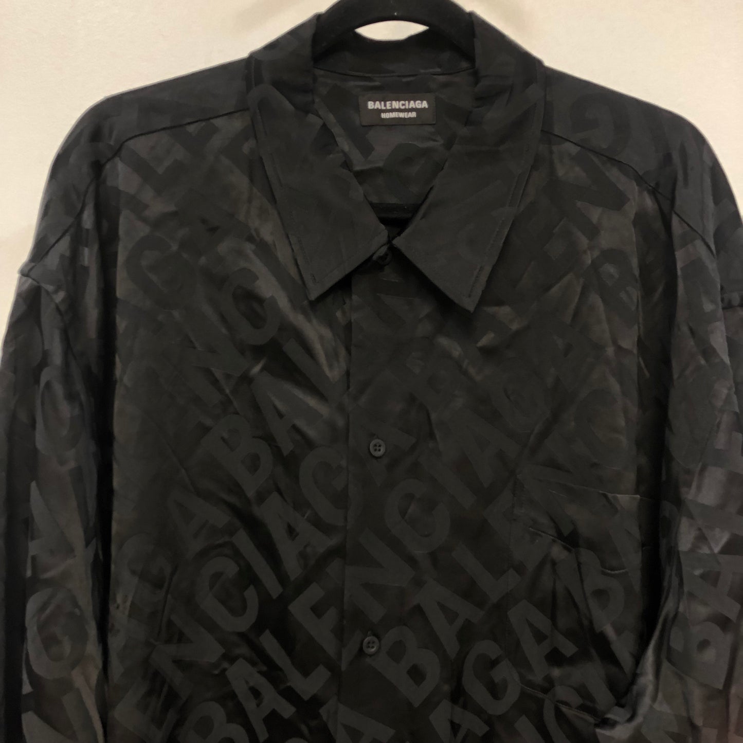 Balenciaga Logo Pattern Shirt Size 40 Black