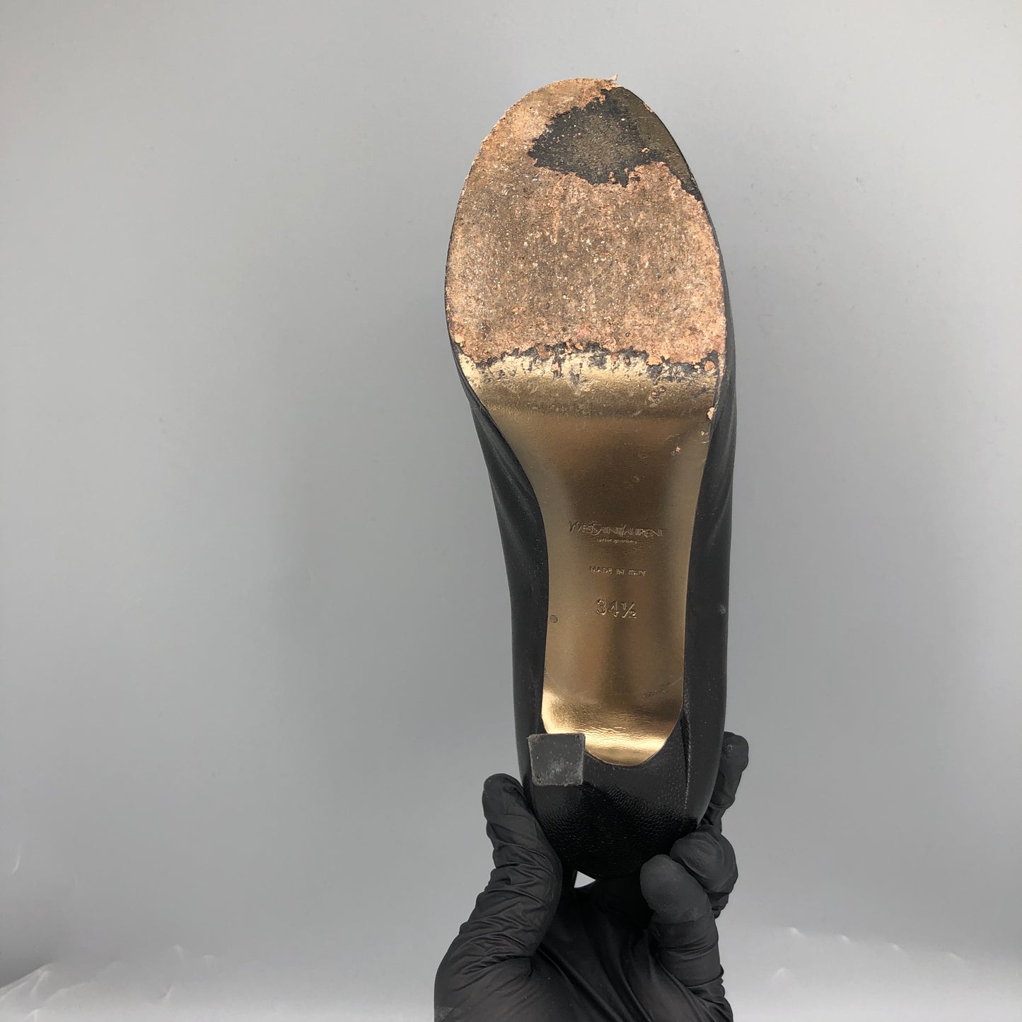 Saint Laurent Black Smooth Calfskin Platform Stiletto Pumps 34.5