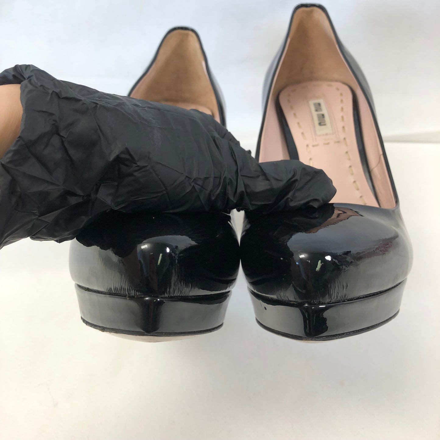 Miu Miu Patent Leather Platform Pump Shoes Size 36 Black Women