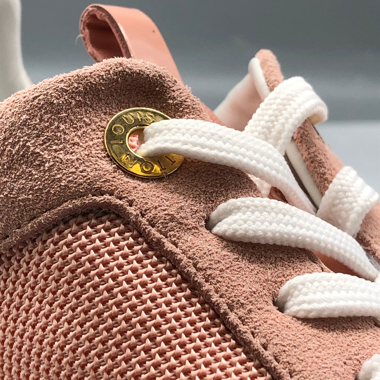 Louis Vuitton Women's Pink & Cream Damier Azur Sneakers shoes 37