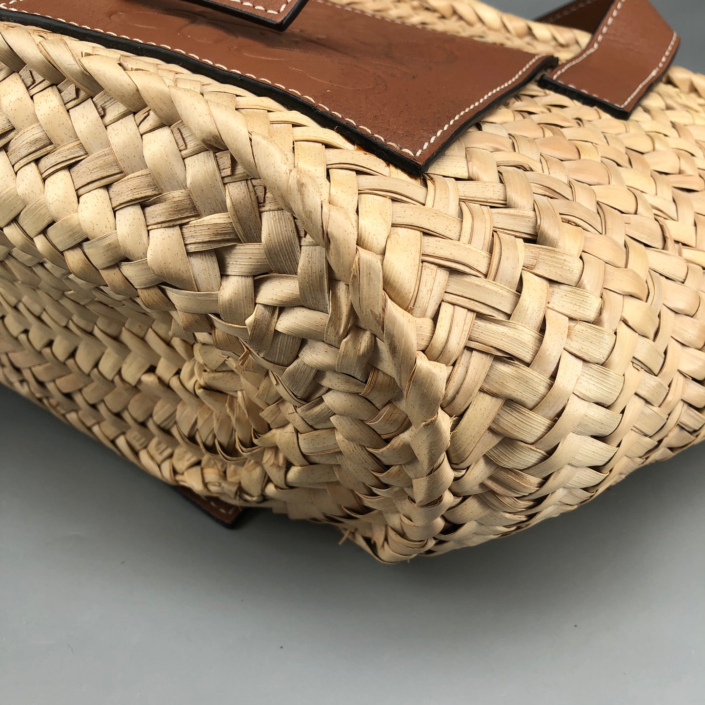 Loewe Anagram Straw Small Basket Tote Bag  Natural Straw