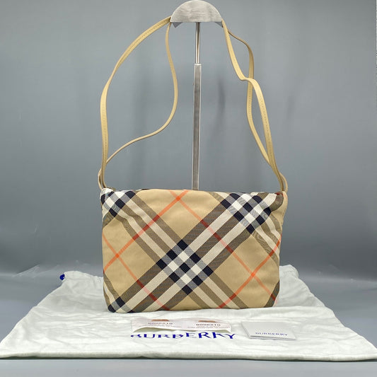 Burberry Beige Vintage Check Fabric Crossbody Bag