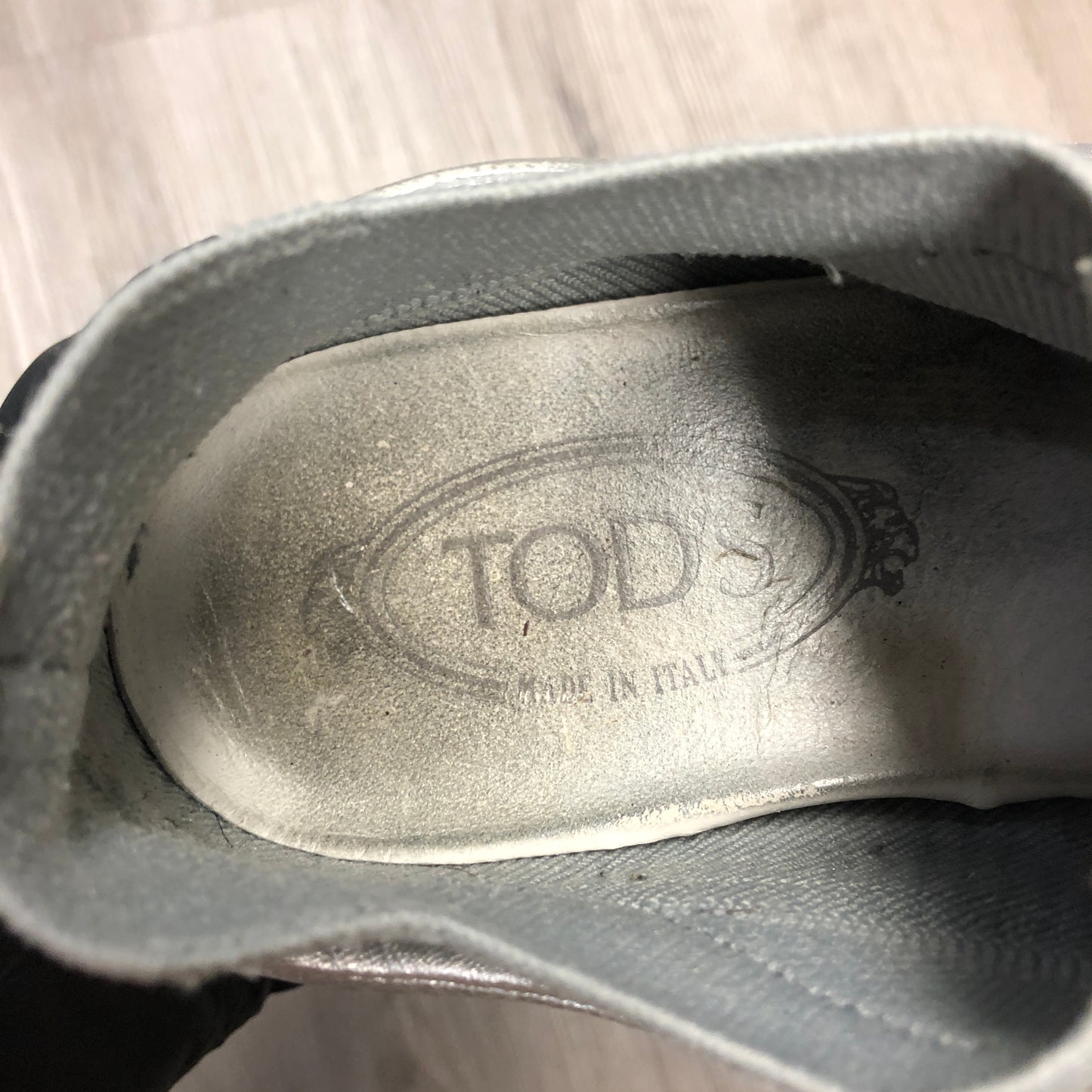 Tod's Women's Silver Leather & Suede Sneakers Size 37.5