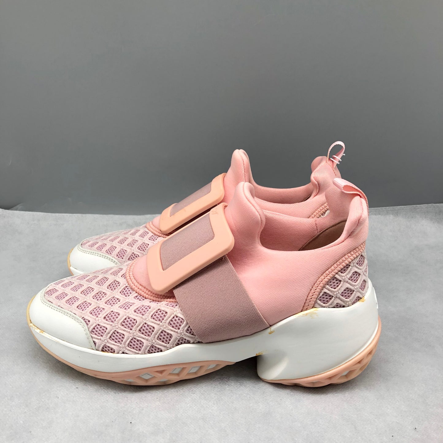 Roger Vivier Pink Buckle Strap Sneakers Women's Shoes Size 37