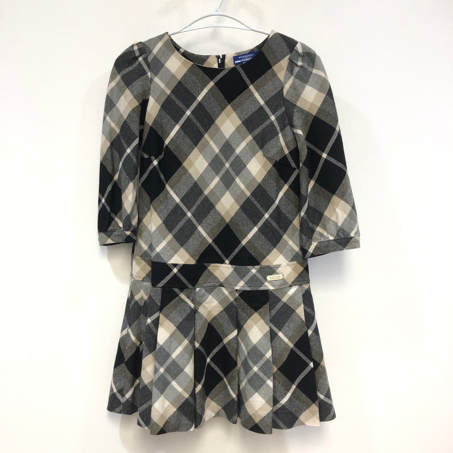 Burberry Blue Label Check Flared Mini Dress Size 38 Black/White/Grey