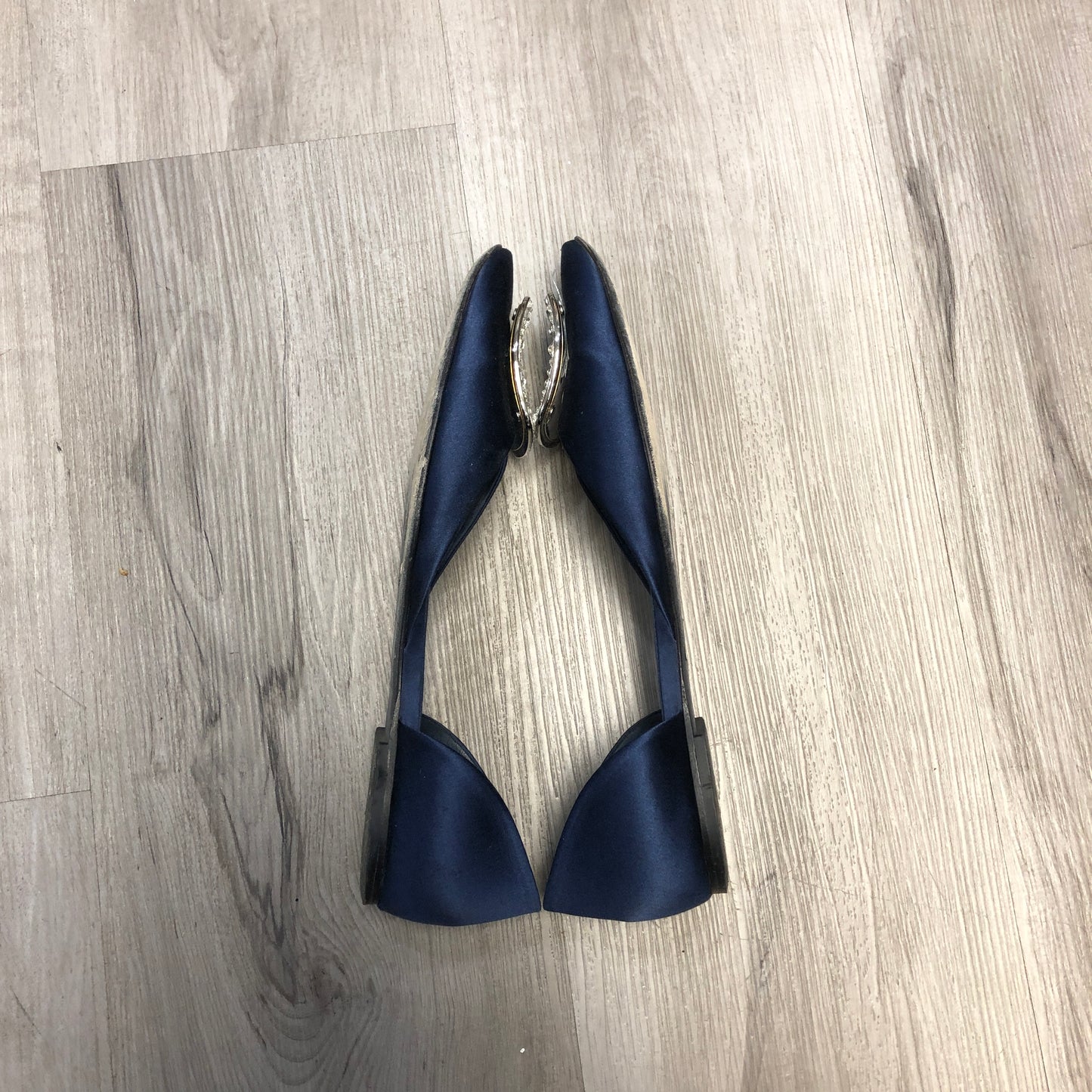 Roger Vivier Navy Blue Satin D'Orsay Flats 38