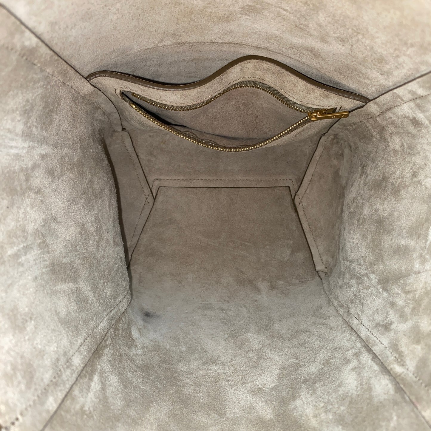 Celine Taupe Pebbled Leather Bucket Shoulder Bag