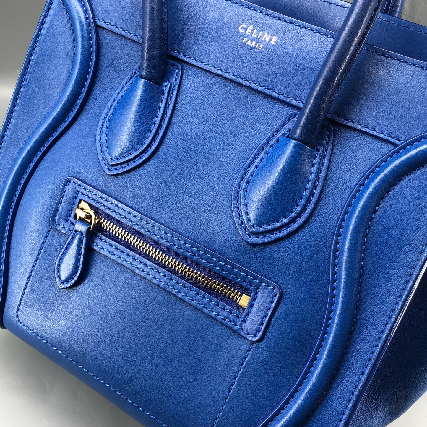 Celine Royal Blue Smooth Leather Luggage Handbag