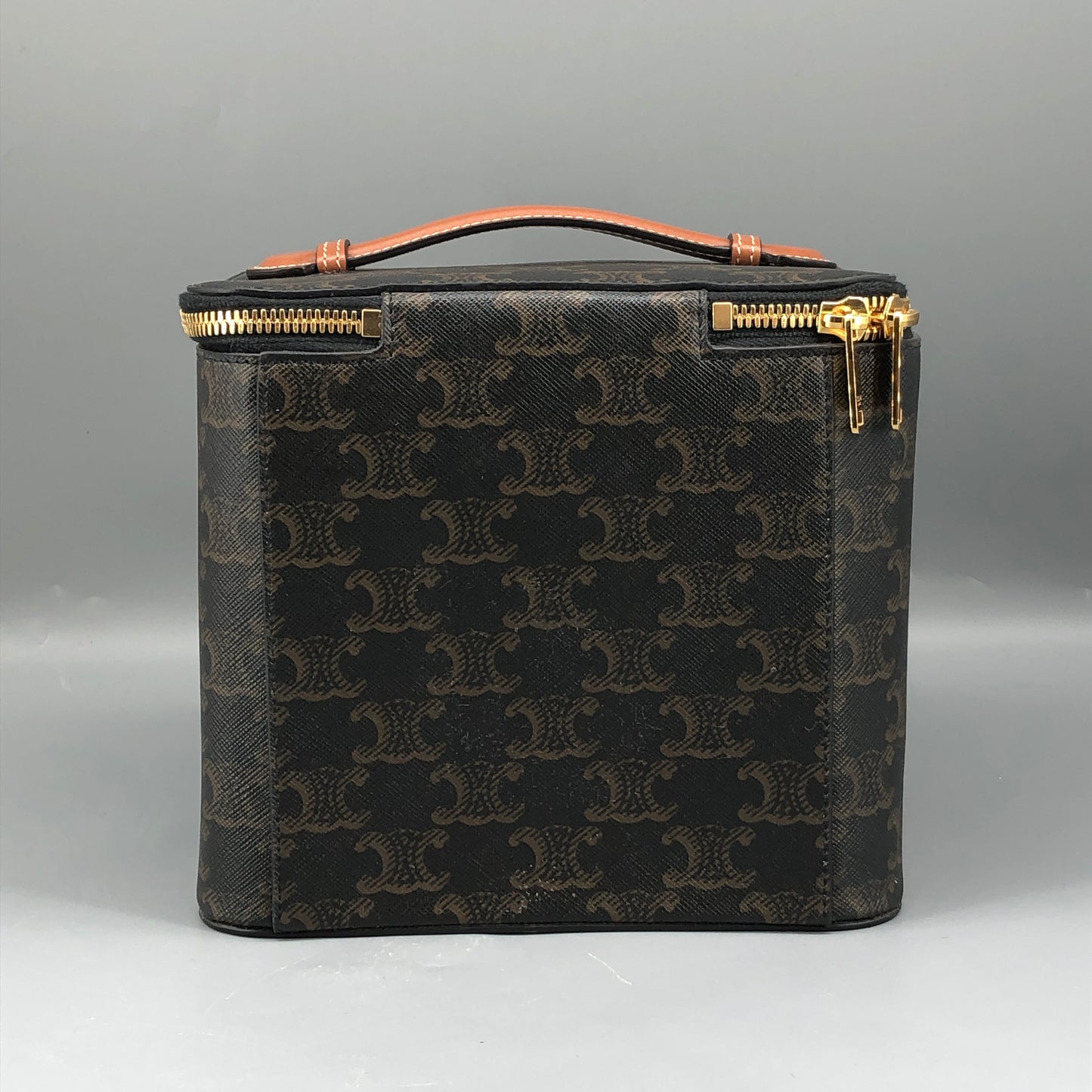 Celine Triomphe Canvas Vanity Case Bag Dark Brown