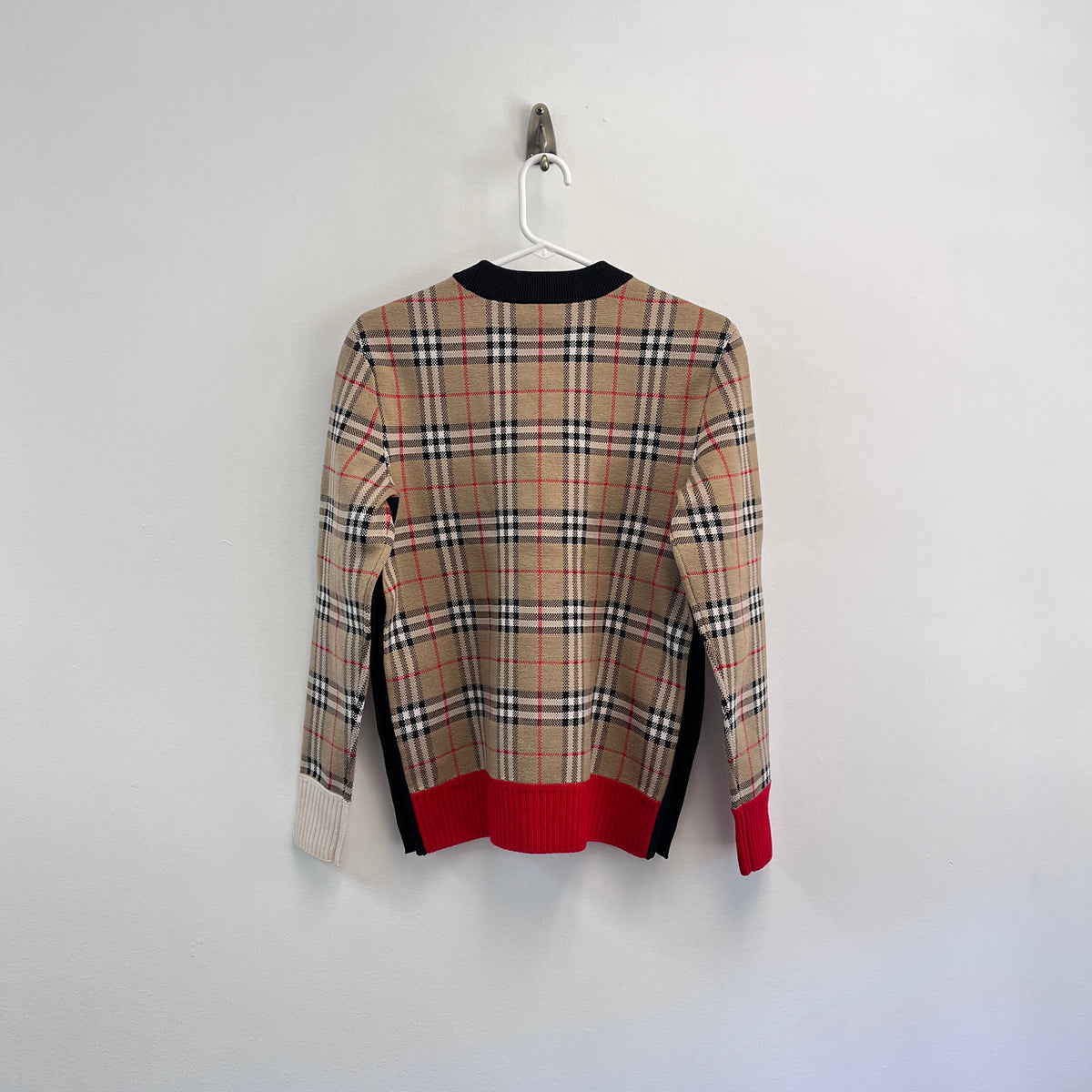 Burberry Tan Vintage Check Crewneck Knit Sweater Size S