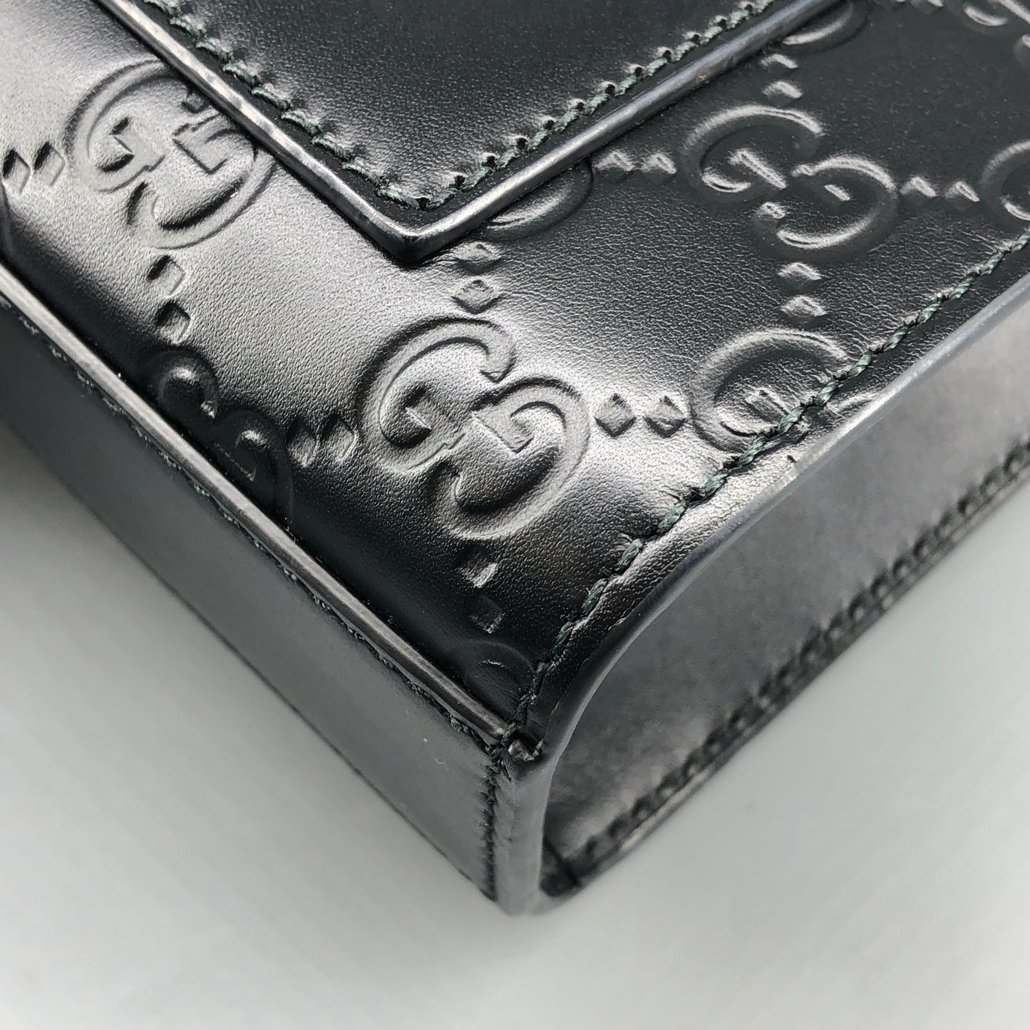 Gucci Black GG Embossed Leather Padlock Shoulder Bag