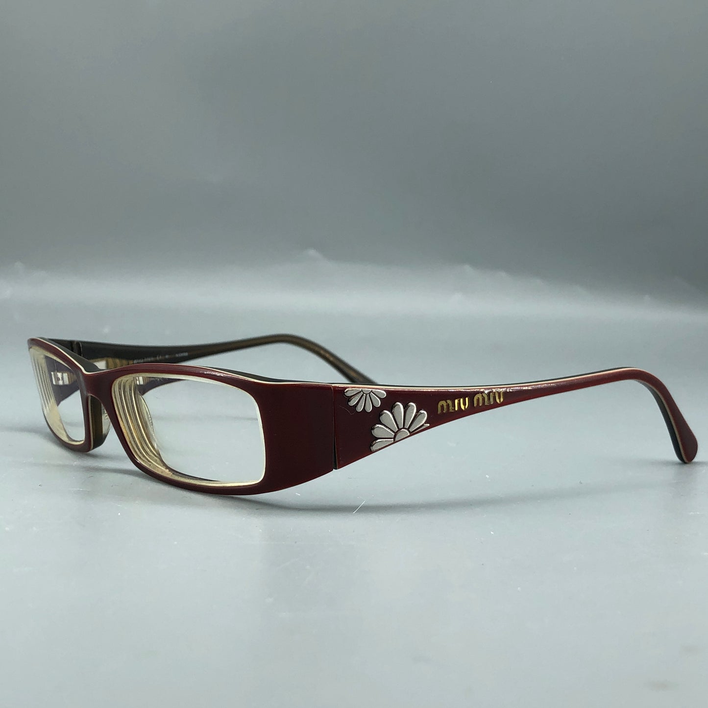 Miu Miu Dark Red Rectangular Eyeglasses Frame 130mm