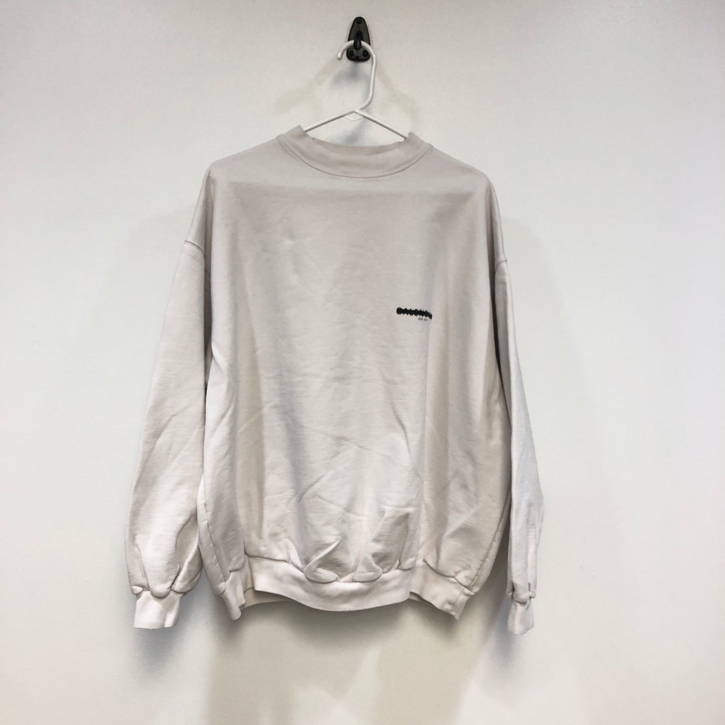 Balenciaga Logo Print Crew Neck Sweatshirt Size 2 White P2P 28 Inches