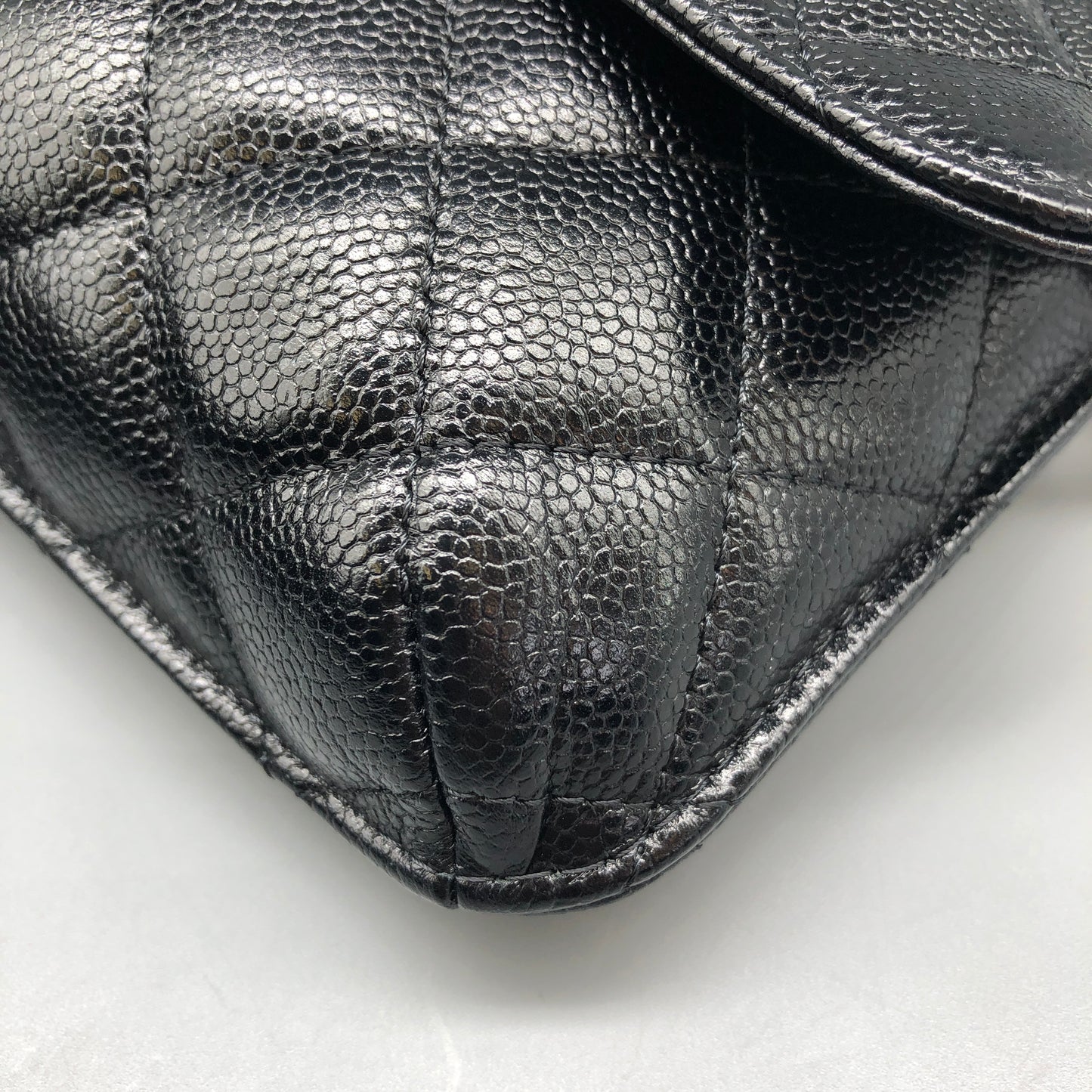 Chanel Foldable Tote Bag with Chain Quilted Caviar and Printed Nylon.