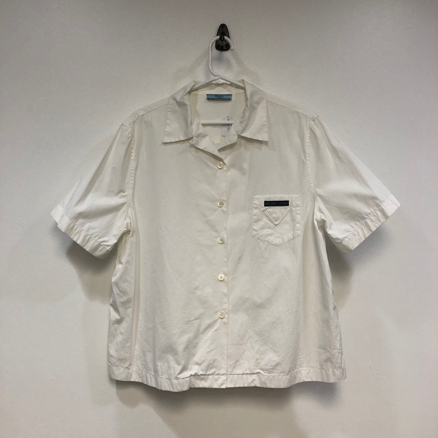 Prada Short-Sleeve Bowling Shirt Size 48 White